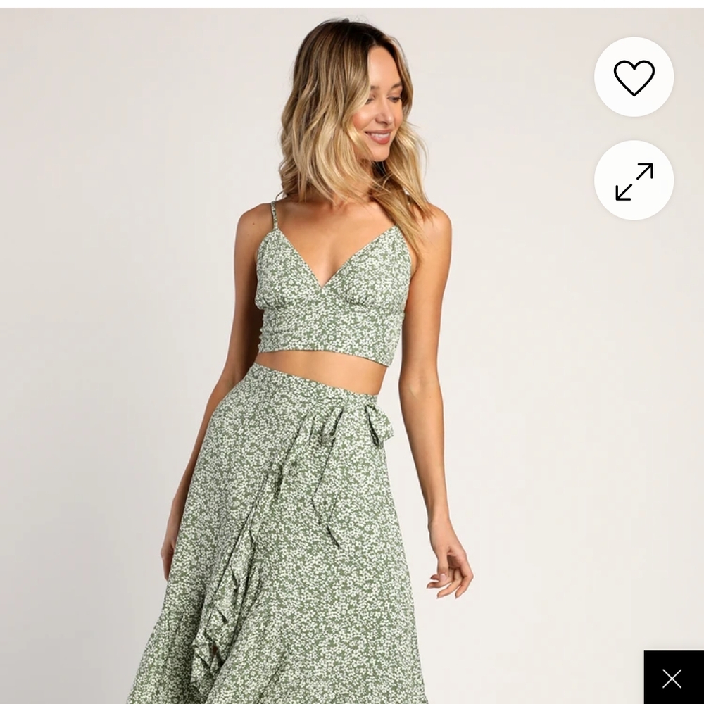Lulu's Green Maxi Wrap Skirt with Tie Front